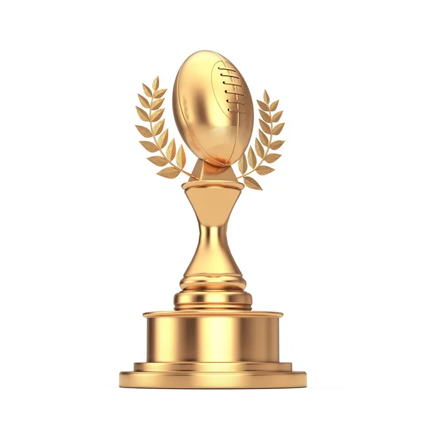 Troféu Golden Award Com Golden Classic Old Rugby Ball Laurel — Fotografia de Stock
