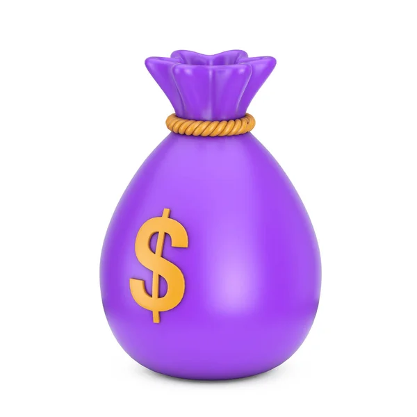 紫色钱袋与美元符号网络图标的白色背景 3D渲染 — 图库照片