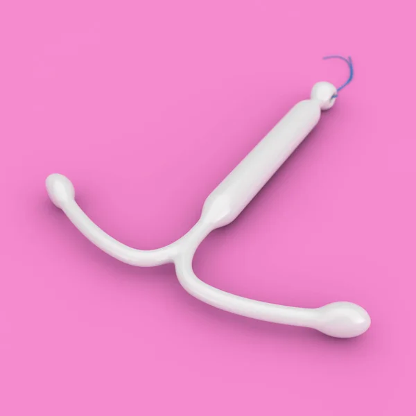 Geburtenkontrollkonzept Shape Iud Hormonal Intrauterine Device Auf Rosa Hintergrund Darstellung — Stockfoto