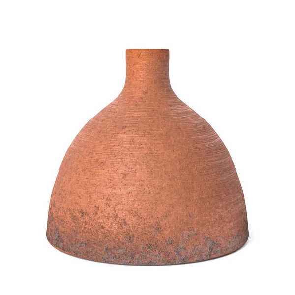 复古的橙色粘土陶瓷锅在白色的背景上 3D渲染 — 图库照片