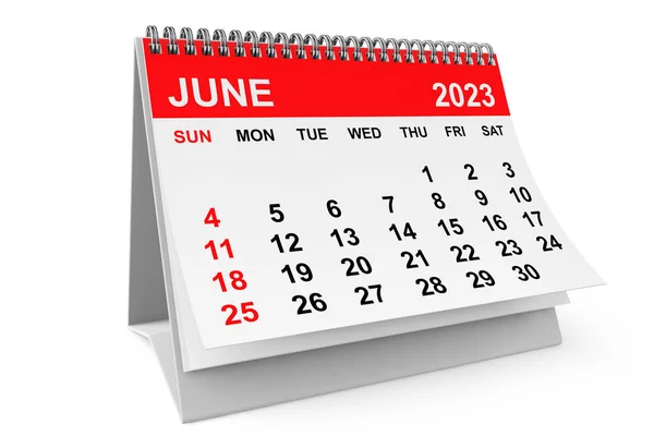 2023 Rok Červen Kalendář Bílém Pozadí Vykreslování — Stock fotografie