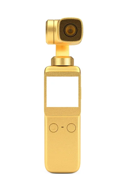 Golden Pocket Handheld Gimbal Action Camera Auf Weißem Hintergrund Darstellung — Stockfoto
