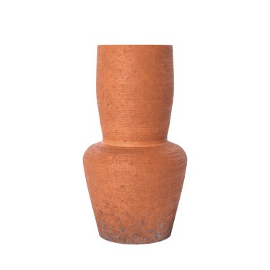 Beyaz arka planda Retro Orange Clay Seramik Vazosu. 3d Hazırlama 