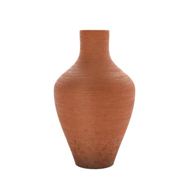 Beyaz arka planda Retro Orange Clay Seramik Vazosu. 3d Hazırlama 