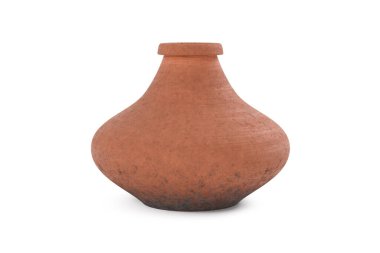 Beyaz arka planda Retro Orange Clay Seramik Vazosu. 3d Hazırlama 