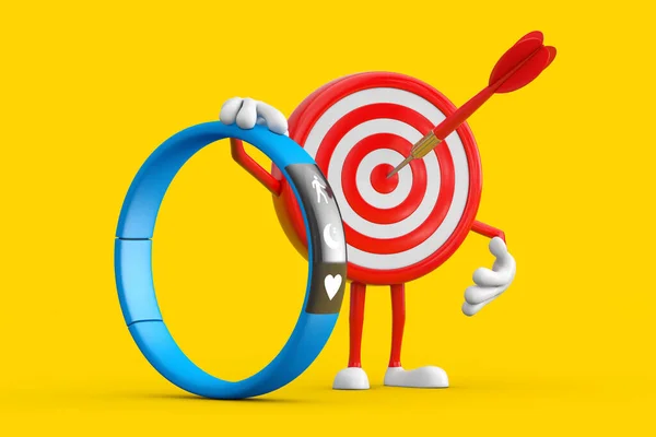 Archery Target Dart Center Cartoon Person Character Mascot Blue Fitness — Stock Photo, Image