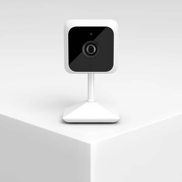 White Modern Web Camera Μια Λευκή Παρουσίαση Προϊόντος Podium Cube — Φωτογραφία Αρχείου