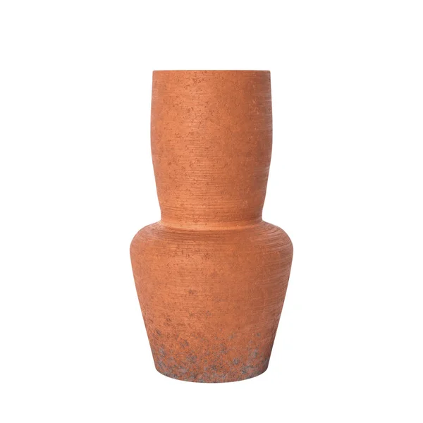 Retro Orange Clay Wazon Ceramiczny Garnek Białym Tle Renderowanie — Zdjęcie stockowe