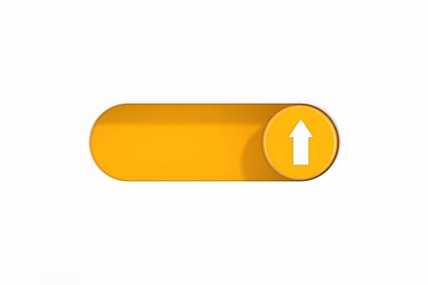 Beyaz Arkaplanda Yukarı Yönlendirme Simgesi Ile Sarı Düğme Anahtarı Anahtarı — Stok fotoğraf