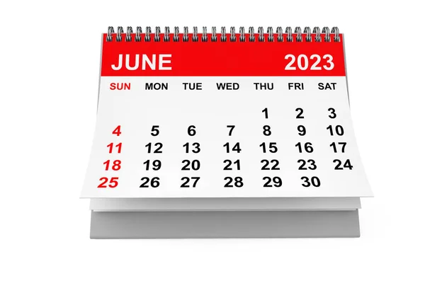 2023 Jahr Juni Kalender Auf Weißem Hintergrund Darstellung — Stockfoto