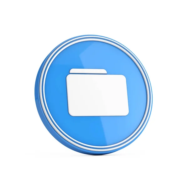 Folder Icon Blue Circle Button White Background Rendering — Stock Photo, Image