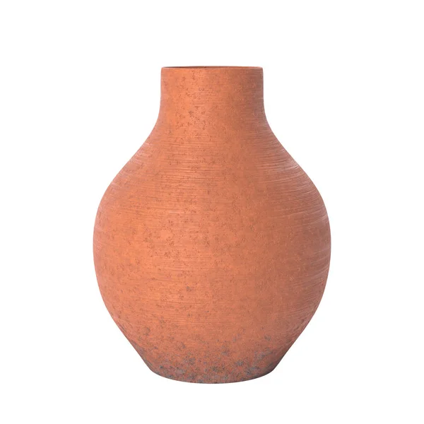 Retro Orange Clay Ceramic Pot Vase White Background Rendering — Stock Photo, Image
