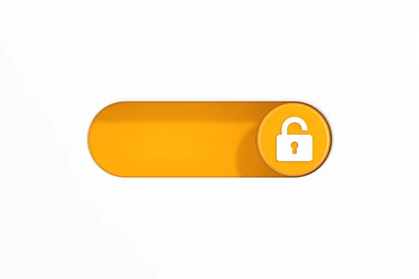 Yellow Toggle Switch Slider Opened Lock Icon White Background Rendering — Stock Photo, Image