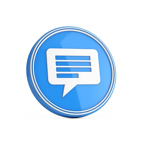Message Bubble Icon Blue Circle Button Een Witte Achtergrond Rendering — Stockfoto
