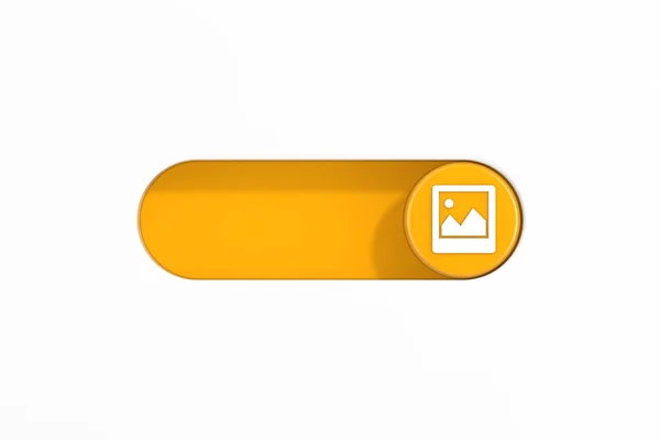 Żółty Przełącznik Przełącznik Suwak Ikoną Obrazu Lub Ramki Białym Tle — Zdjęcie stockowe