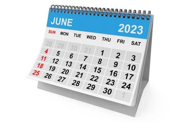 2023 Jaar Juni Kalender Een Witte Achtergrond Destructie — Stockfoto