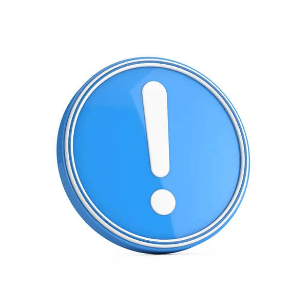 Ausrufezeichen Symbol Auf Blauem Kreis Knopf Auf Weißem Hintergrund Darstellung — Stockfoto