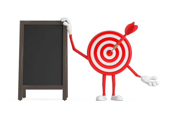 Archery Target Dart Center Cartoon Person Character Mascot Blank Wooden — Stock Photo, Image