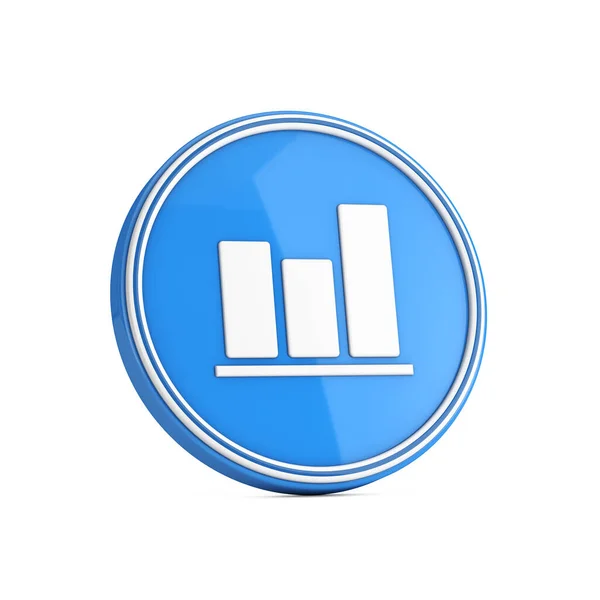 Bar Chart Grafikon Diagram Statisztikai Üzleti Ikon Kék Kör Gomb — Stock Fotó