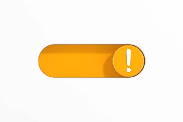 Желтая Кнопка Swiver Slider Иконкой Exclamation Mark Белом Фоне Рендеринг — стоковое фото