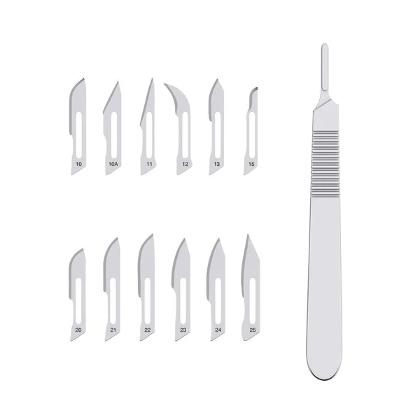 Set Hygienic Surgical Scalpel Blades Bisturi White Background Rendering — Stock Photo, Image