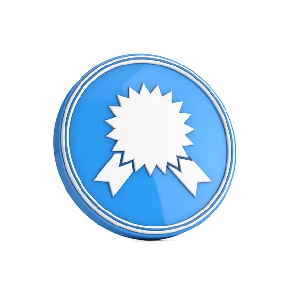 Nagroda Medal Certified Odznaka Rosette Ikona Blue Circle Guzik Białym — Zdjęcie stockowe