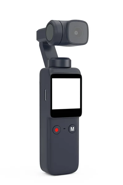 Pocket Handheld Gimbal Action Camera Auf Weißem Hintergrund Darstellung — Stockfoto