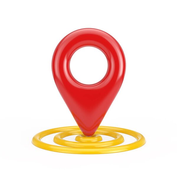 Cartoon Target Red Map Pointer Pin на белом фоне. 3D-рендеринг 
