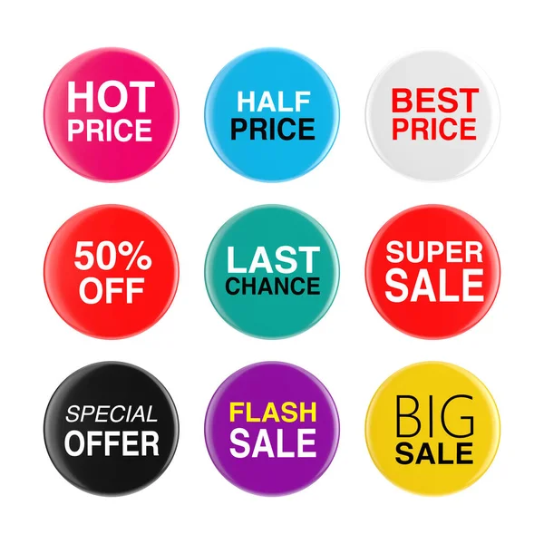 Set Von Bunten Sale Price Button Symbolen Auf Weißem Hintergrund — Stockfoto