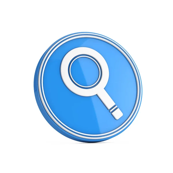Lupe Oder Suchsymbol Blauen Kreis Auf Weißem Hintergrund Darstellung — Stockfoto