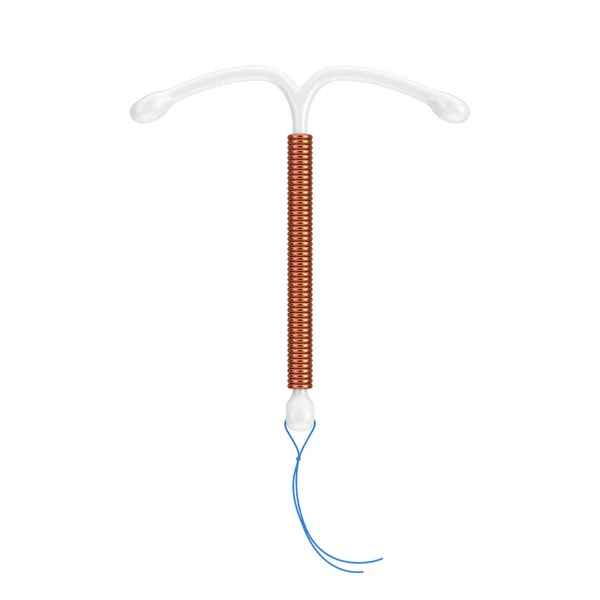 Geboortebeperking Concept Vorm Iud Copper Intrauterine Device Een Witte Achtergrond — Stockfoto