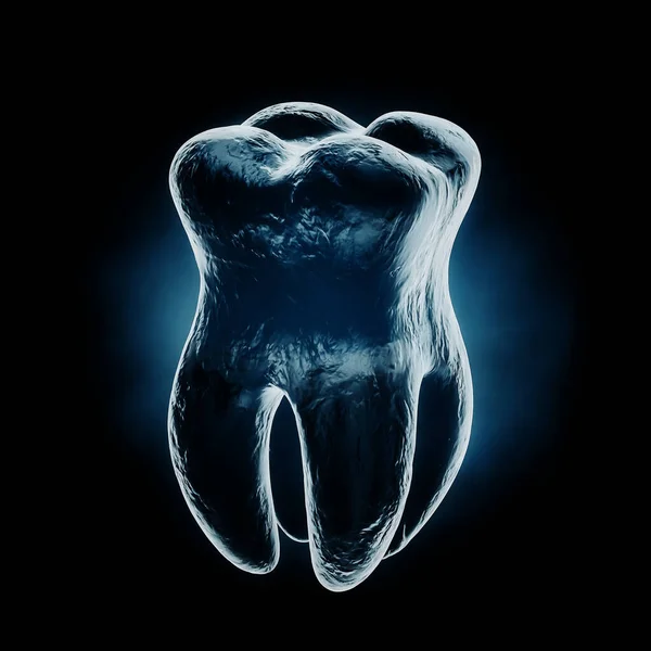 医学的に正確な健康歯ブラックの背景にX線ビュー 3Dレンダリング — ストック写真