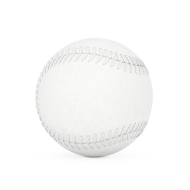 White Baseball Ball in Clay Style on a white background. 3d Rendering  clipart