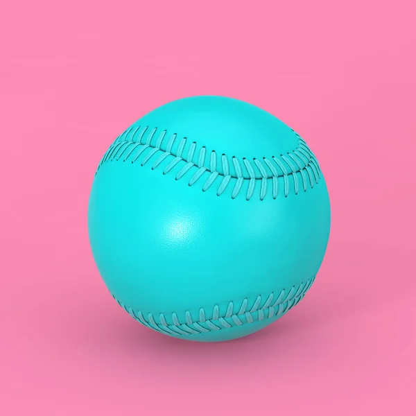 Blue Baseball Ball Duotone Style Een Roze Achtergrond Rendering — Stockfoto