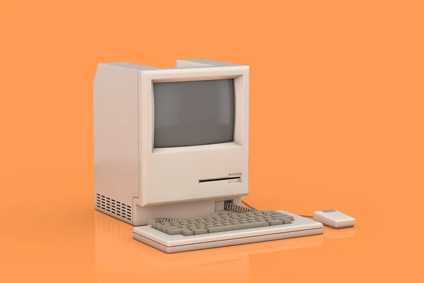 Abstract Cartoon White Retro Personal Computer Web Icon Assine Fundo — Fotografia de Stock