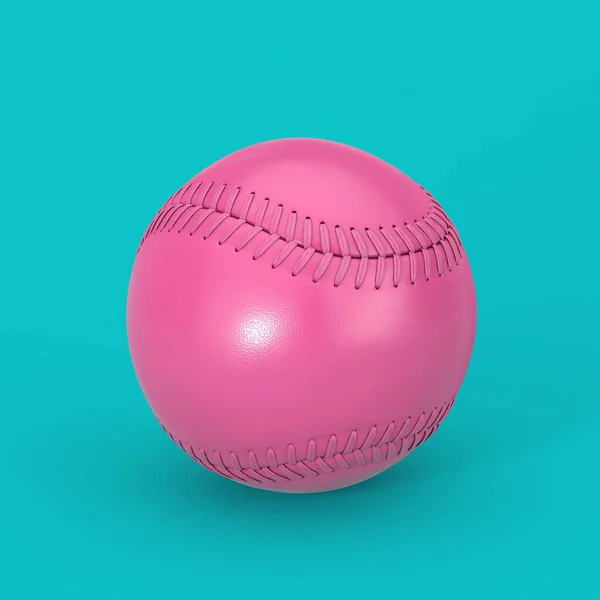 粉红棒球球在蓝色的背景上呈多酮风格 3D渲染 — 图库照片