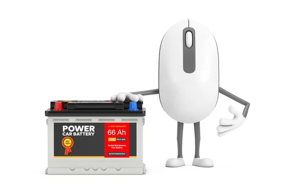 Computer Mouse Cartoon Persoon Karakter Mascotte Oplaadbare Auto Batterij 12V — Stockfoto