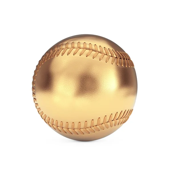 Golden Baseball Ball Een Witte Achtergrond Rendering — Stockfoto