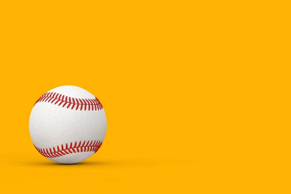 Biała Piłka Baseballowa Żółtym Tle Renderowanie — Zdjęcie stockowe