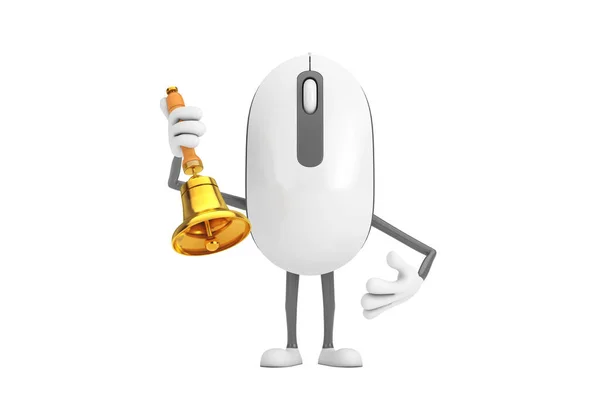 Computer Mouse Cartoon Person Character Maskot Ročníkem Golden School Bell — Stock fotografie