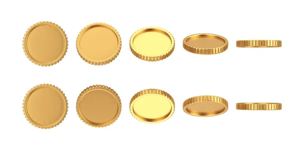 Astratto Cartone Animato Golden Blank Coin Web Icon Accedi Posizione — Foto Stock