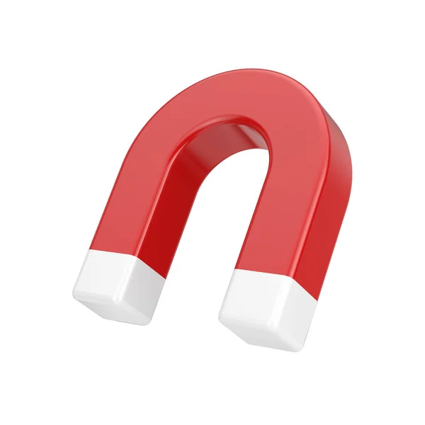 Cartoon Red Horseshoe Magnet Web Icon Sign Білому Тлі Рендеринг — стокове фото