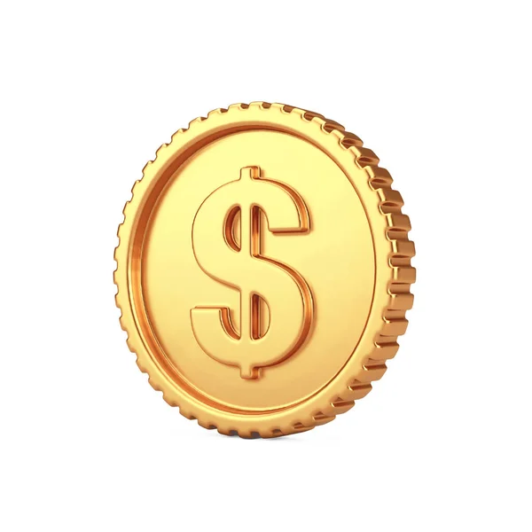 Символ Монеты Golden Dollar Web Белом Фоне Рендеринг — стоковое фото