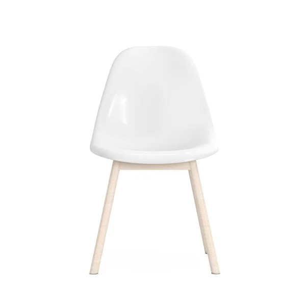 바탕에는 현대의 하얀색 플라스틱 의자가 렌더링 — 스톡 사진