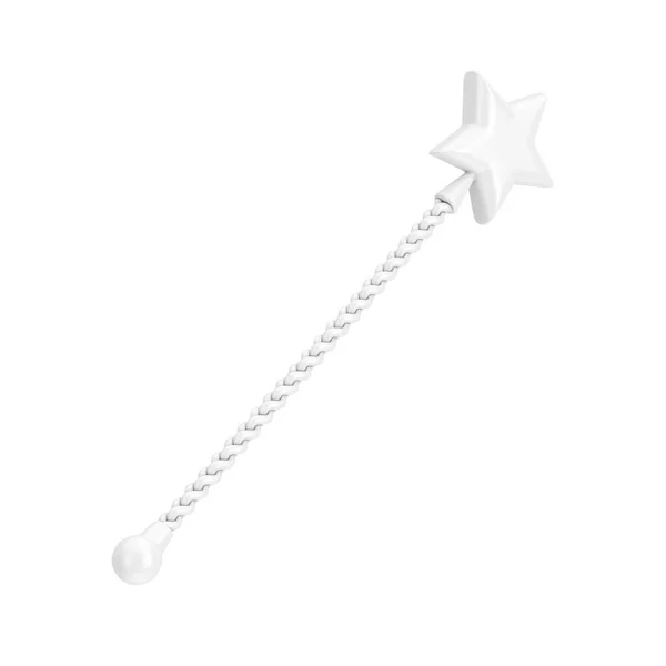 White Magic Wand Star Top Clay Style White Background Rendering — Stock Photo, Image