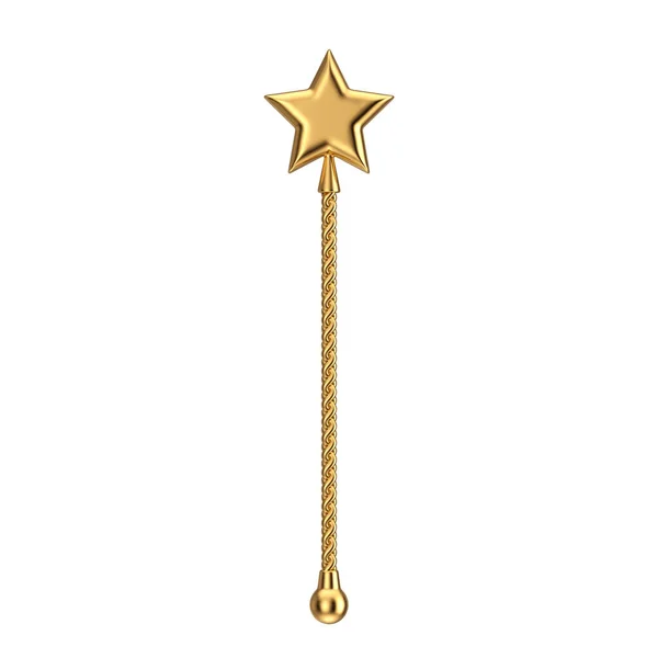 Golden Magic Wand Star Top White Background Rendering — Stock Photo, Image
