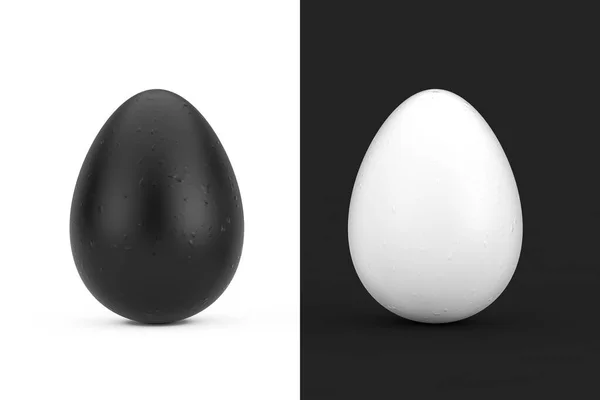 Czarno Białe Jaja Kurczaka Białym Czarnym Tle Renderowanie — Zdjęcie stockowe