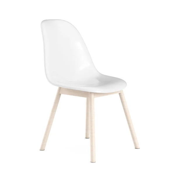 白色背景的现代白色塑料椅子 3D渲染 — 图库照片
