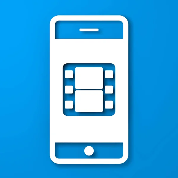 White Paper Cut Mobiltelefon Med Film App Ikonen Skärmen Blå — Stockfoto