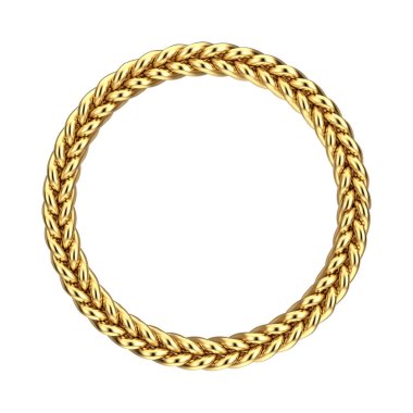 Çemberin Şeklinde Metal Altın Halat Tasarımınız İçin Boş Alan beyaz arka planda. 3d Hazırlama 